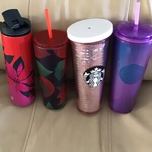 Starbucks Tumbler Collection with Red and Purple Accents